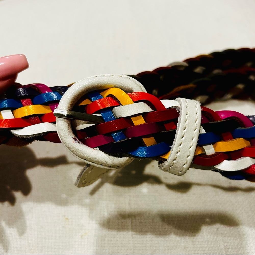 90s Y2K leather rainbow braided belt - Picture 7 of 7